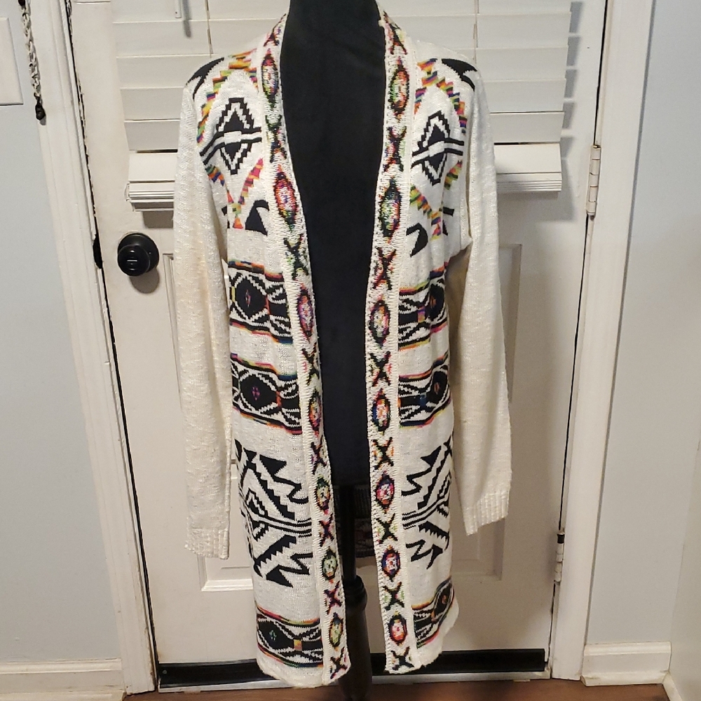 Pinklicious Chic Geometric Open Front Cardigan